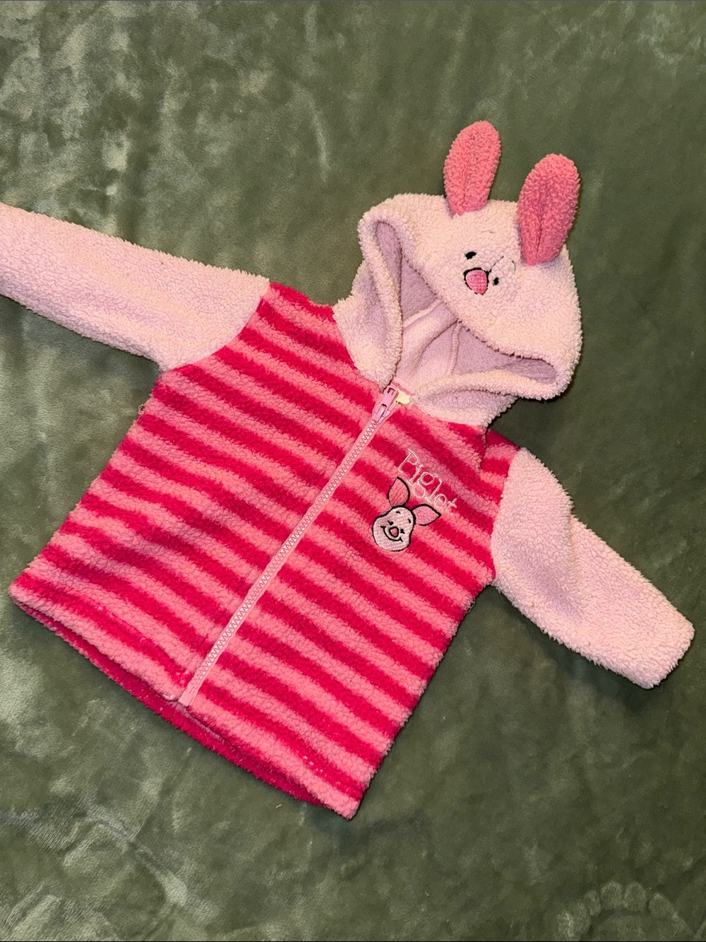 9m piglet Disney vintage Winnie the Pooh Pink Bunny Hooded Fleece Jacket